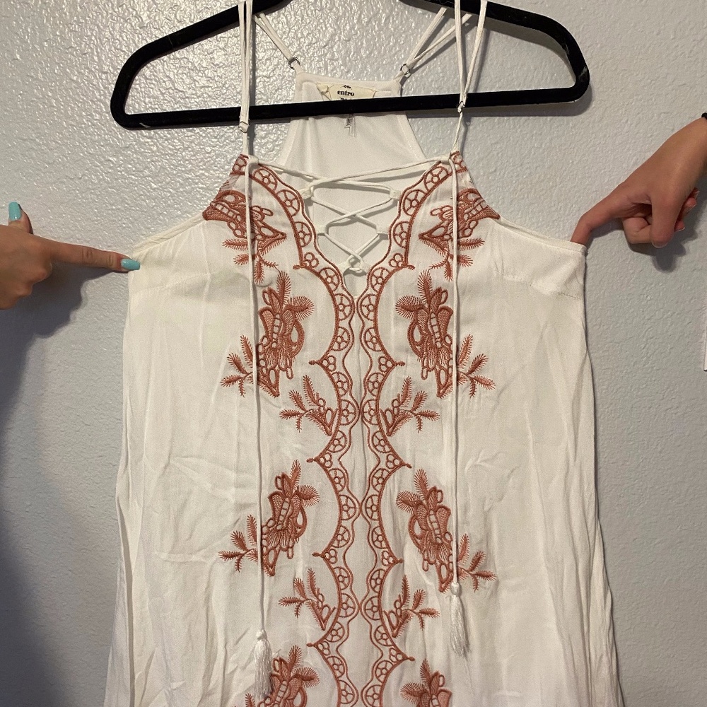 These Three Boutique white and salmon dress